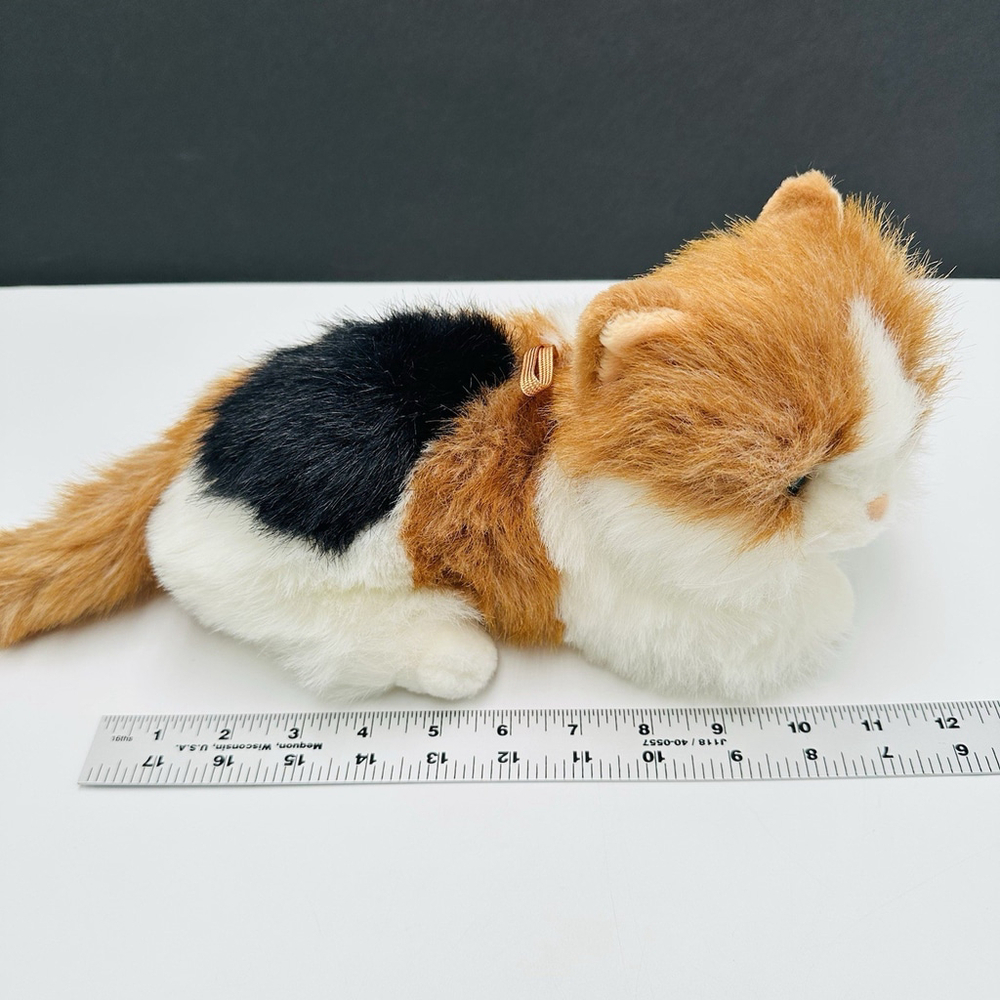 1990 Calico Cat Realistic Plush 11” Commonwealth Stuffed Animal Kitty Blue Eyes - Picture 7 of 7